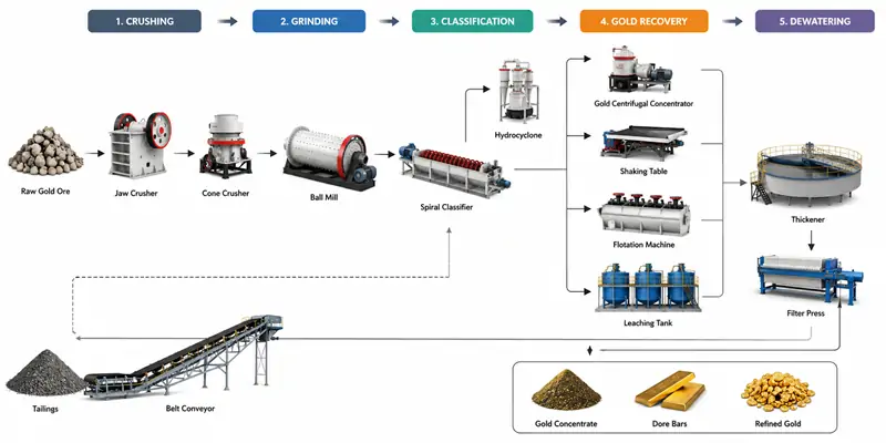 Gold Mine Processing Plant Process Flow Diagram