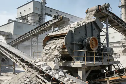 Mining Vibrating Feeder supporting granite crushing quarry plant