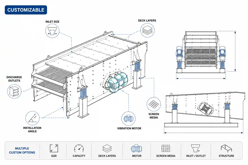 Customizable industrial vibrating screen diagram