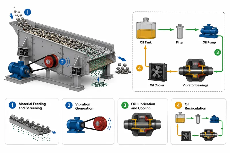 Working Principle of Oil-Lubricated Mining Vibrating Screen