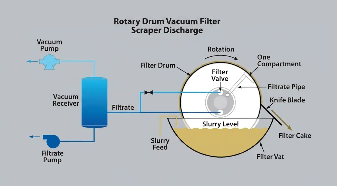 Working Principle of Rotary Vacuum Drum Filter
