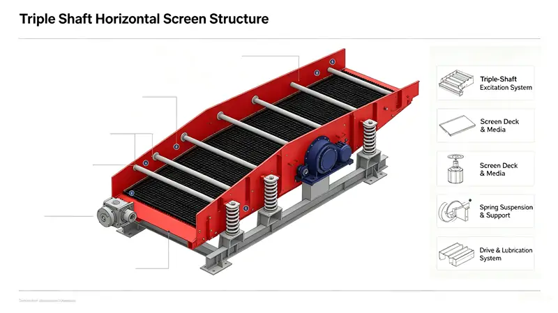 Triple Shaft Horizontal Vibrating Screen